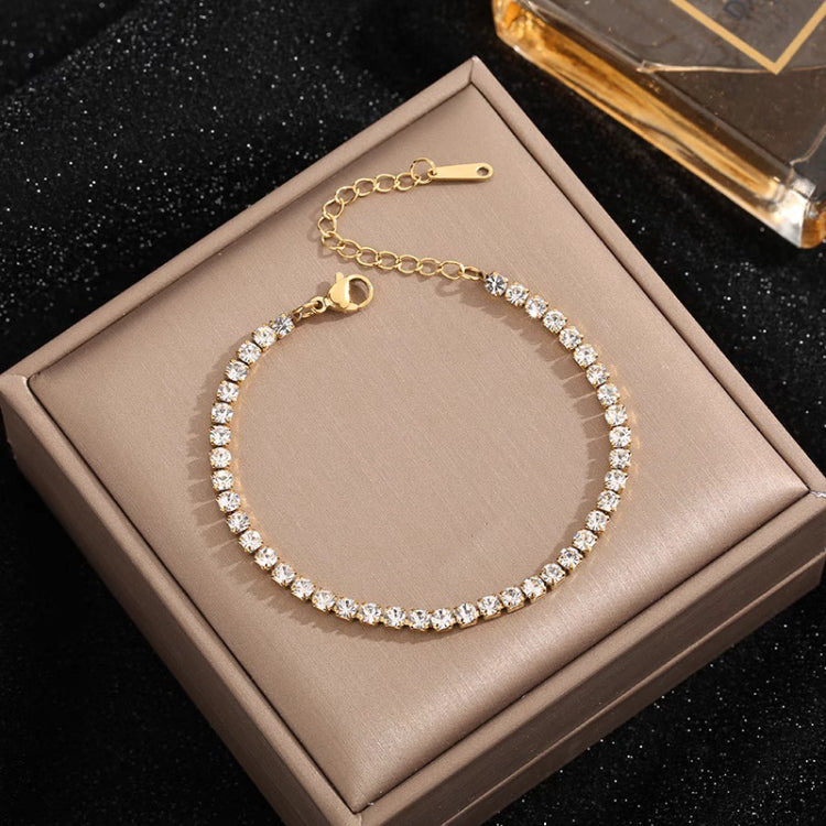 Brățară Tennis 3 mm placată cu Aur 18K, cu pietre de Zirconiu, 21 cm