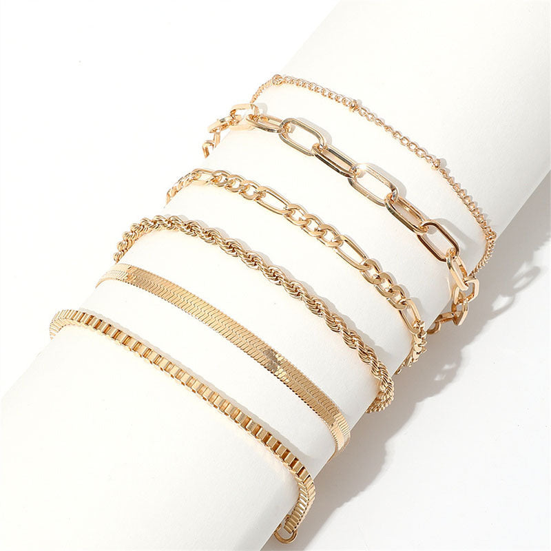 Set 6 Brățări placate cu Aur 18K, Royal Stack
