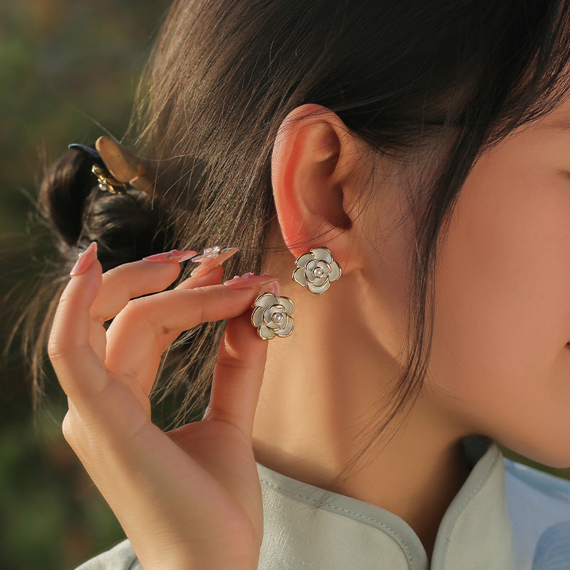 Cercei placati aur 18k perle albe otel inoxidabil inox kracer kracer.ro bijuterii