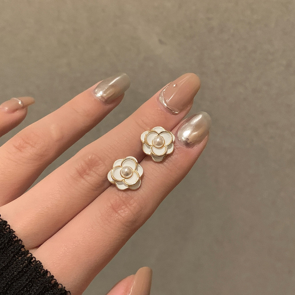 Cercei placati aur 18k perle albe otel inoxidabil inox kracer kracer.ro bijuterii