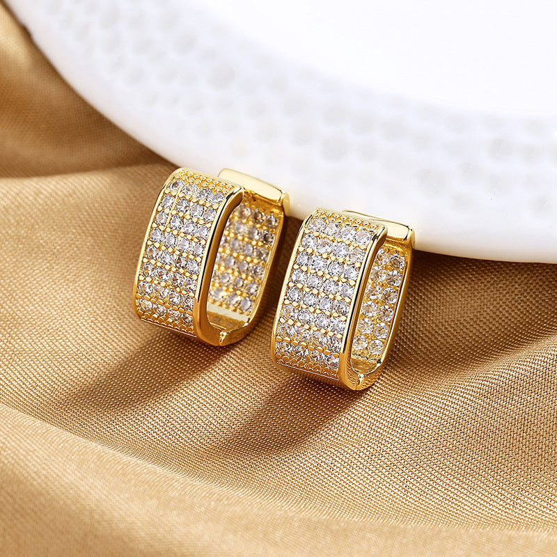 Cercei placați cu Aur 18K, cu Pietre de Zirconiu, Royal Brilliance