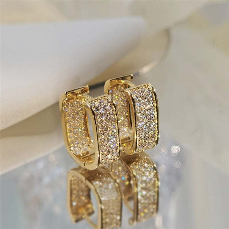 Cercei placați cu Aur 18K, cu Pietre de Zirconiu, Royal Brilliance