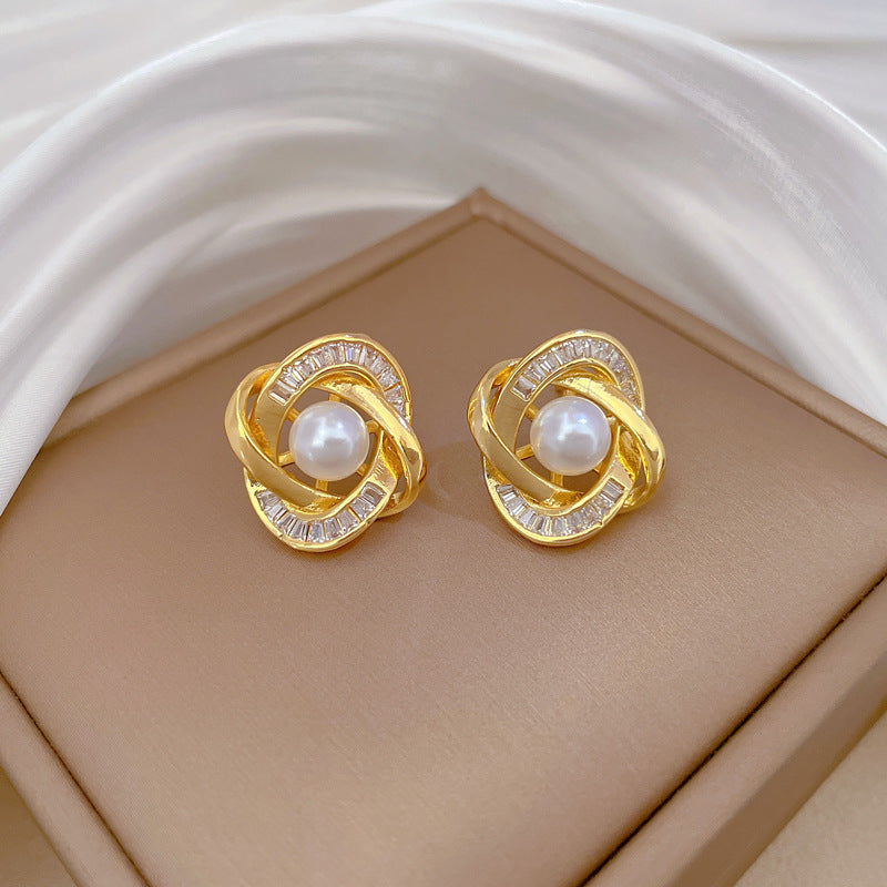 Set Colier și Cercei placat cu Aur 18K, cu Perle Albe