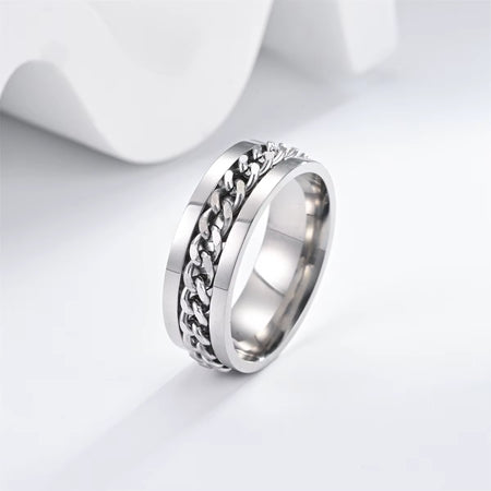 Inel argintiu cu lanț, Oțel Inoxidabil