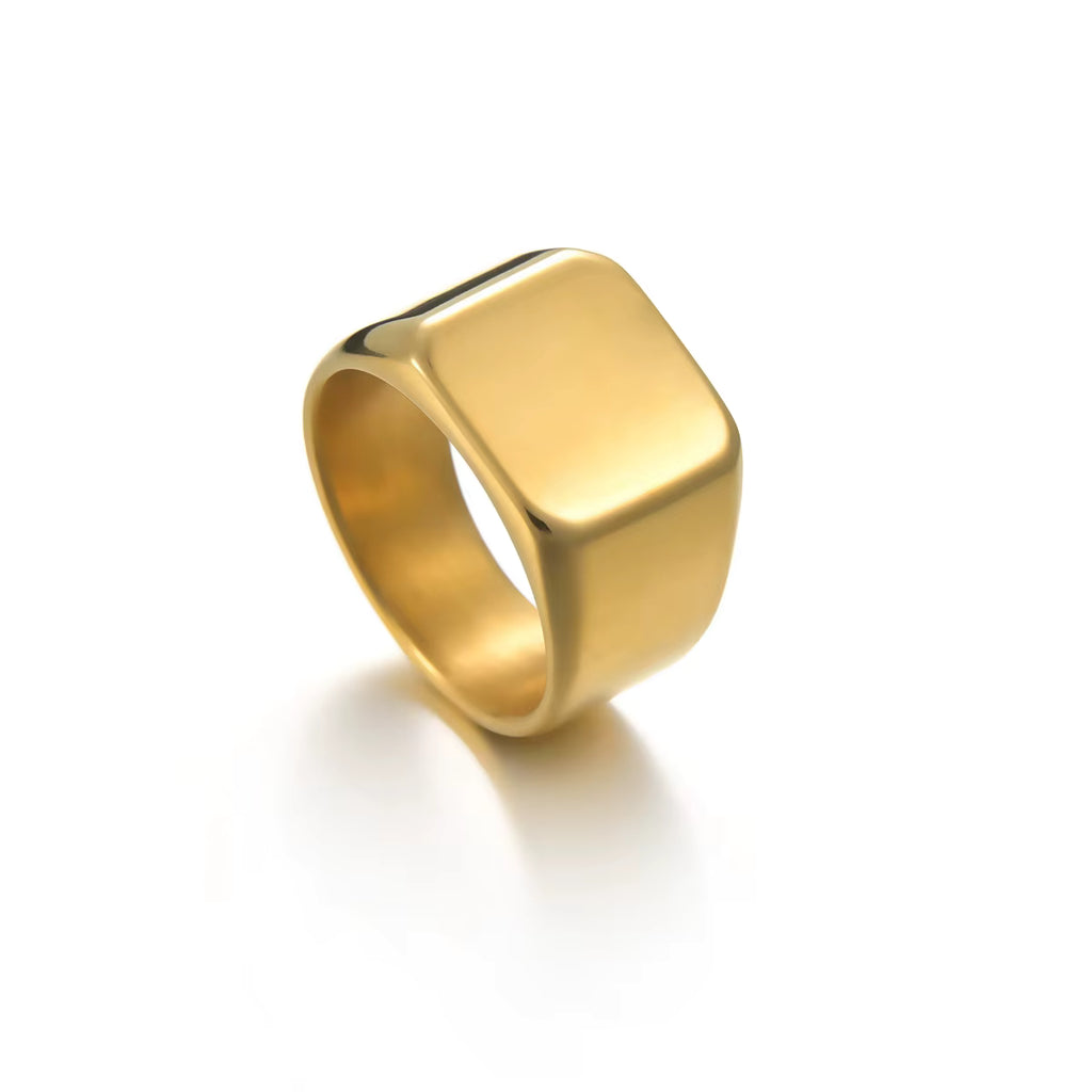 Inel auriu clasic din oțel cu sigiliu