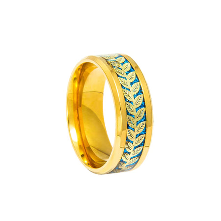 Inel Leaf placat aur 18k otel inoxidabil inox kracer kracer.ro bijuterii