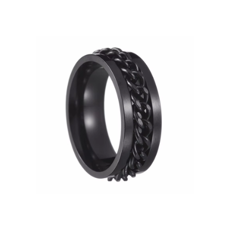 Inel negru cu lanț, Oțel Inoxidabil