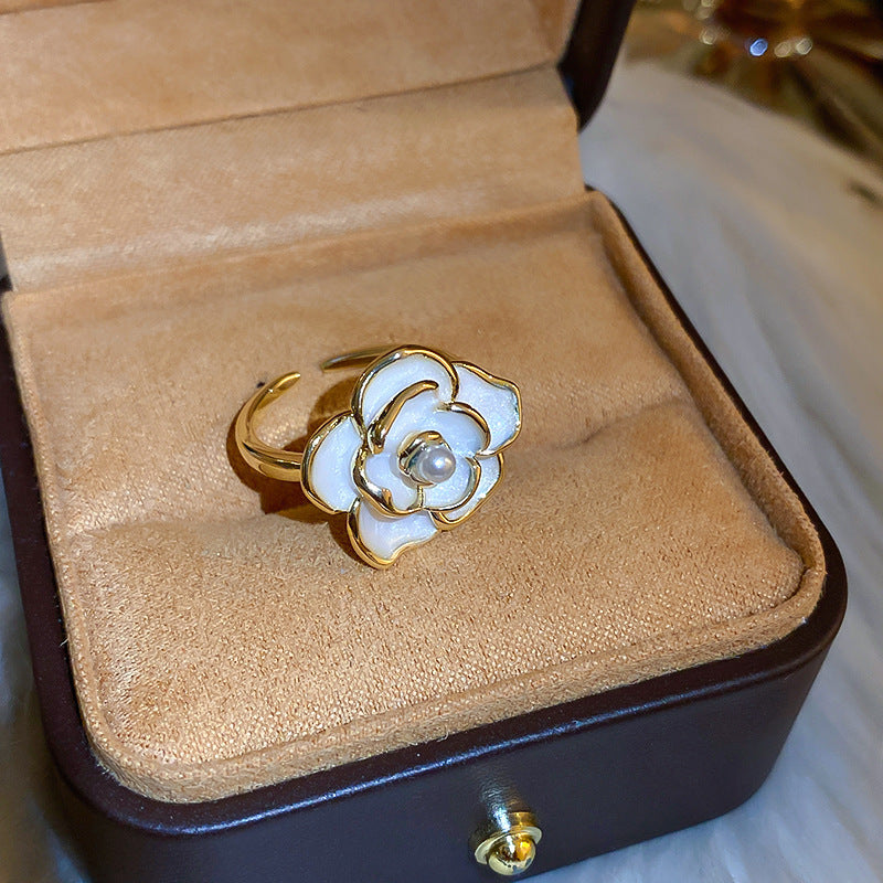 Inel placat aur 18k perle albe otel inoxidabil inox kracer kracer.ro bijuterii