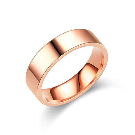 Inel placat cu Aur Roz 18K simplu 6mm, Oțel Inoxidabil
