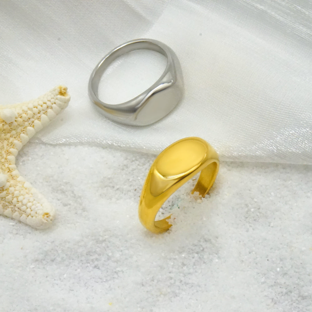 Inel argintiu din oțel cu sigiliu