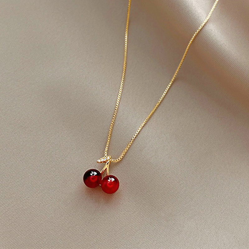 Colier placat cu Aur 18K, cu Pietre de Zirconiu, Cherry Pop