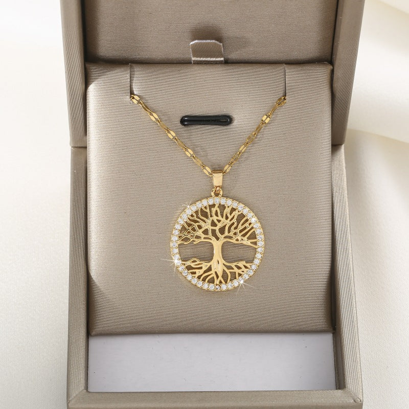 Colier placat cu Aur 18K, cu Pietre de Zirconiu, Eternal Roots