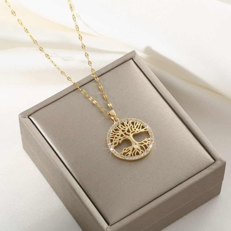 Colier placat cu Aur 18K, cu Pietre de Zirconiu, Eternal Roots