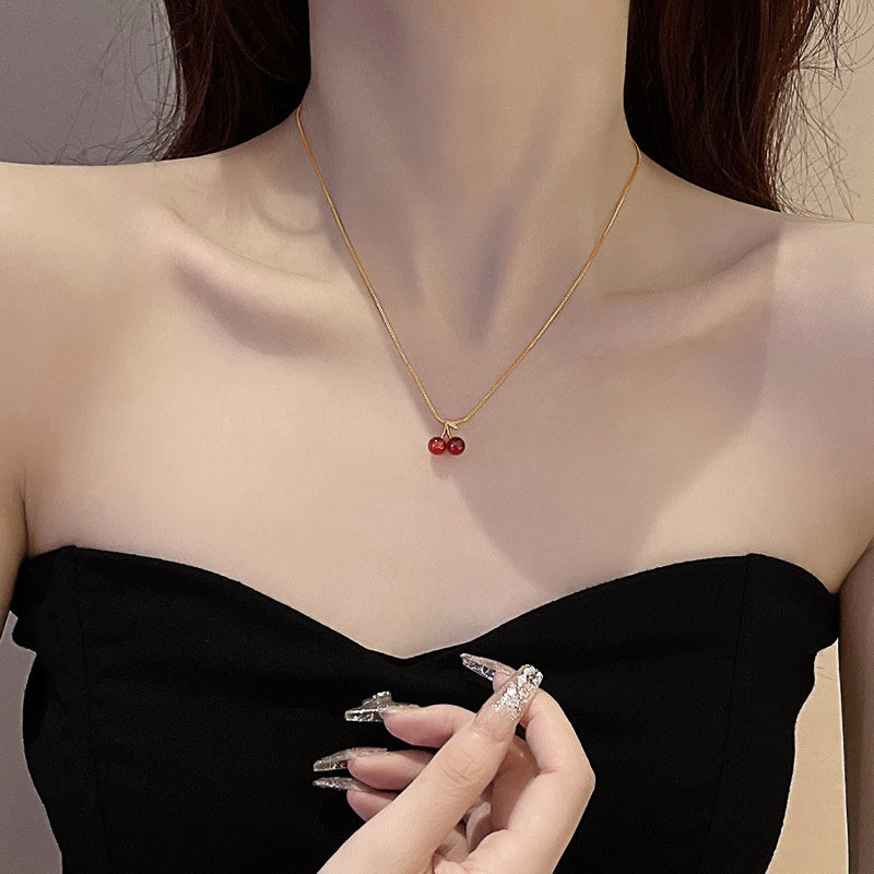 Colier placat cu Aur 18K, cu Pietre de Zirconiu, Cherry Pop