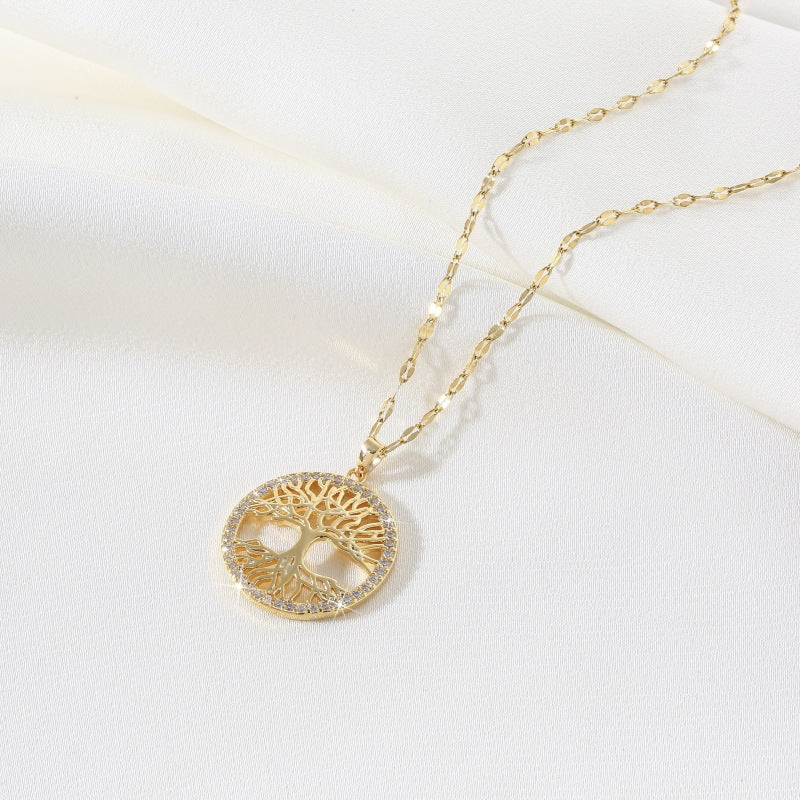 Colier placat cu Aur 18K, cu Pietre de Zirconiu, Eternal Roots