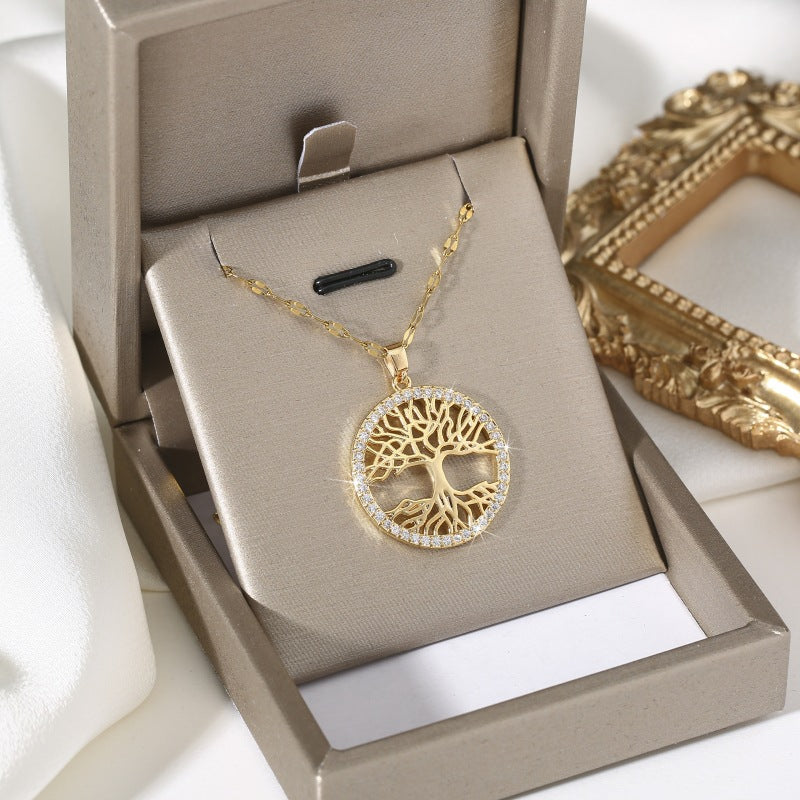 Colier placat cu Aur 18K, cu Pietre de Zirconiu, Eternal Roots