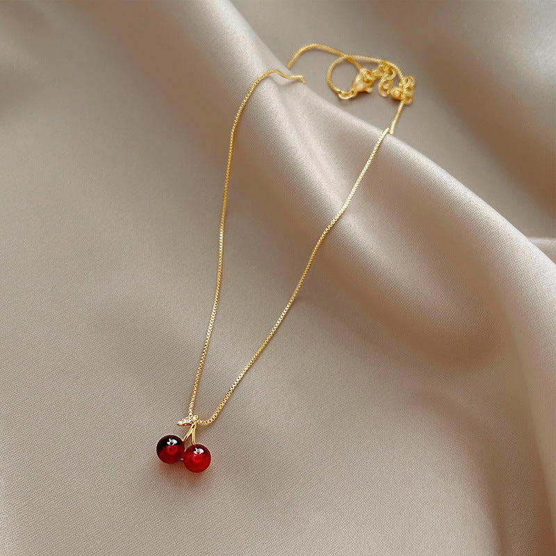 Colier placat cu Aur 18K, cu Pietre de Zirconiu, Cherry Pop