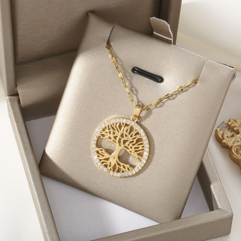 Colier placat cu Aur 18K, cu Pietre de Zirconiu, Eternal Roots