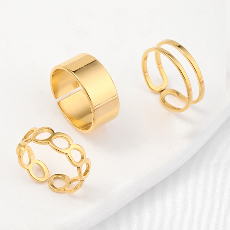 Set 3 Inele Reglabile placate cu Aur 18K, Trio Shine