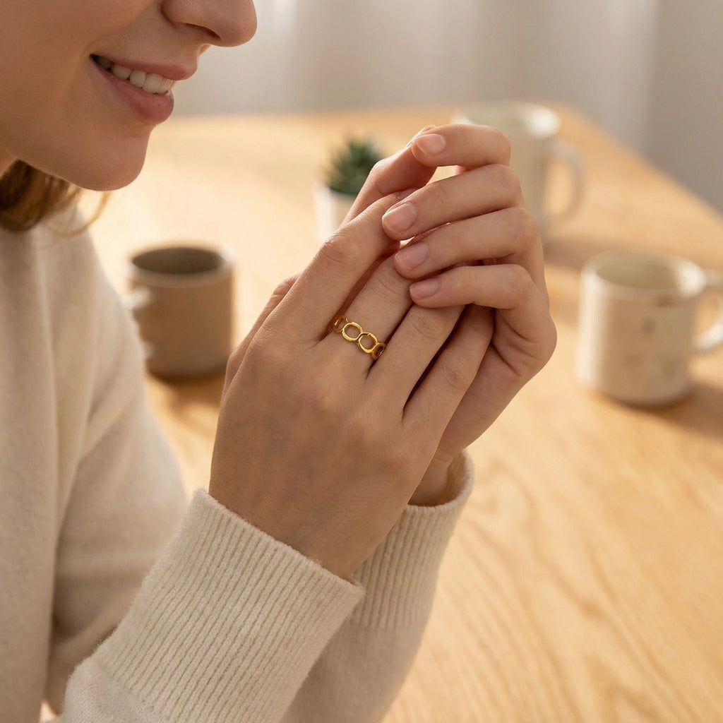 Set 3 Inele Reglabile placate cu Aur 18K, Trio Shine