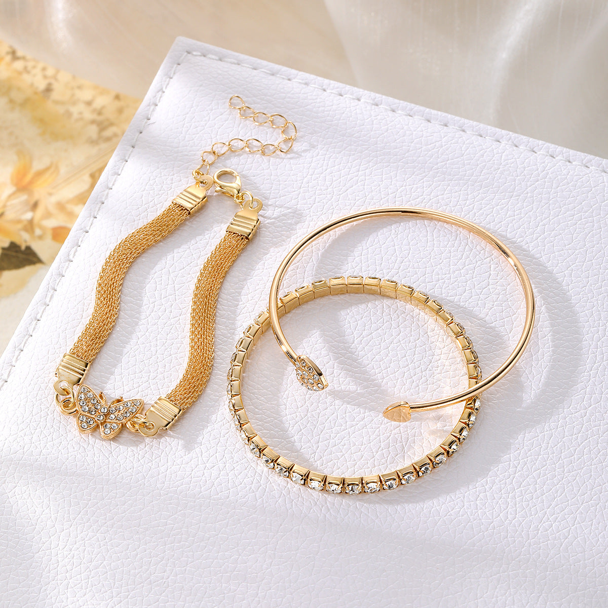 Set 3 Brățări placate cu Aur 18K cu pietre de Zirconiu